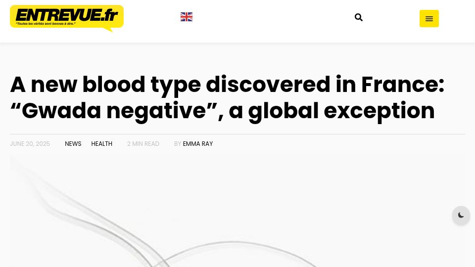 Screenshot of lemonde.fr: 'Gwada negative': French scientists find new blood type in woman