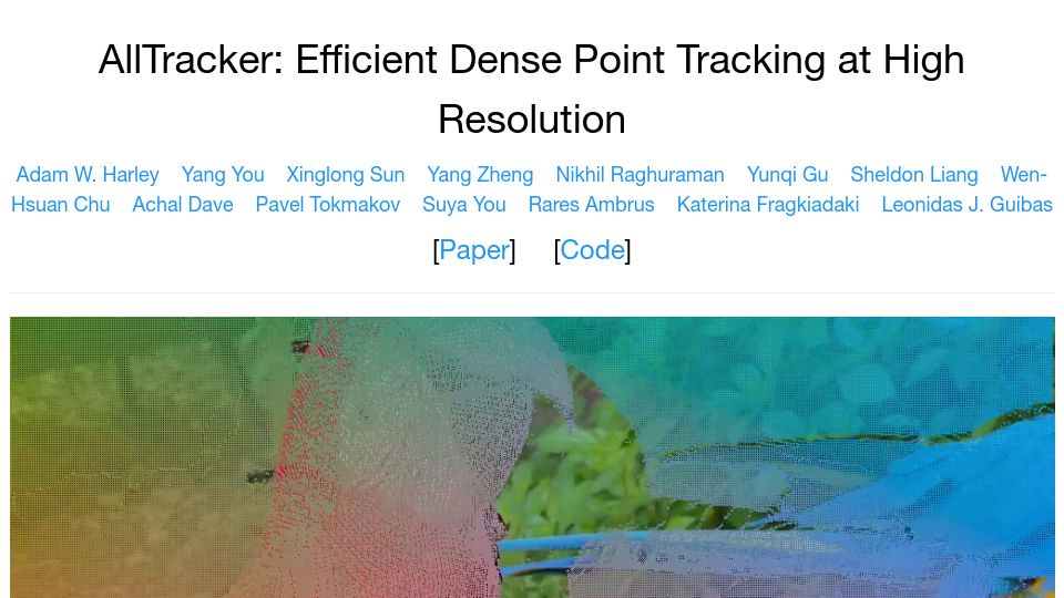 Screenshot of alltracker.github.io: AllTracker: Efficient Dense Point Tracking at High Resolution