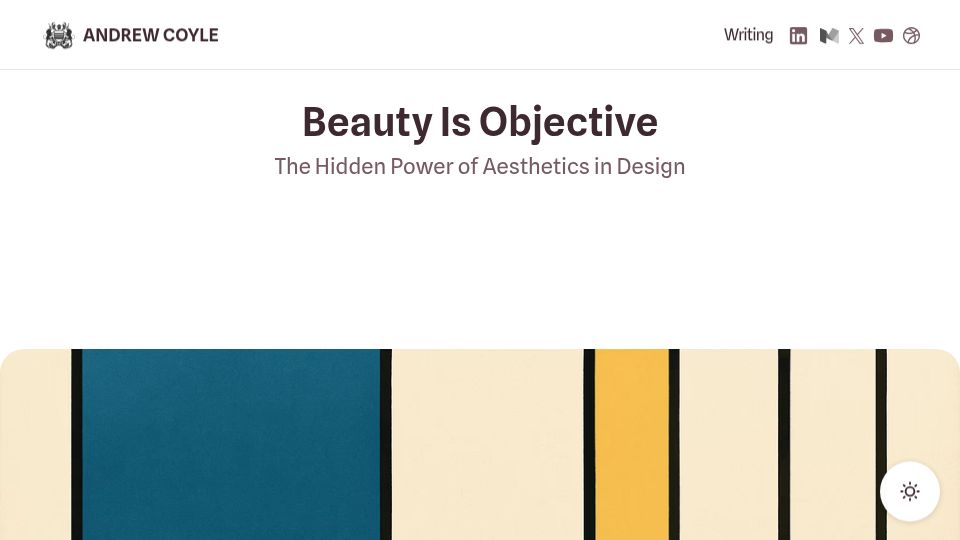 Screenshot of andrewcoyle.com: People instantly decide whether to trust a product based on design