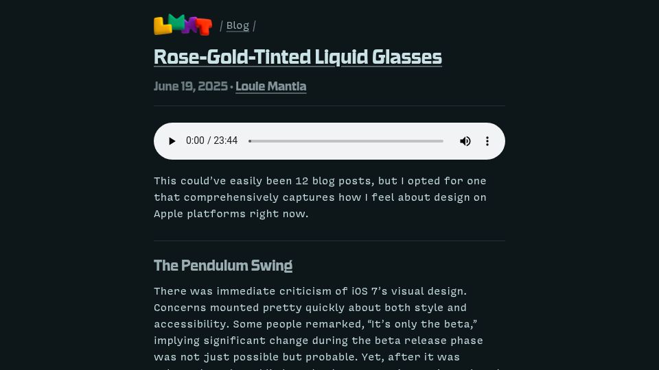 Screenshot of lmnt.me: Rose-Gold-Tinted Liquid Glasses