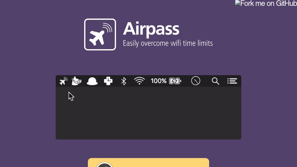 Screenshot of airpass.tiagoalves.me: Airpass – Easily overcome WiFi time limits