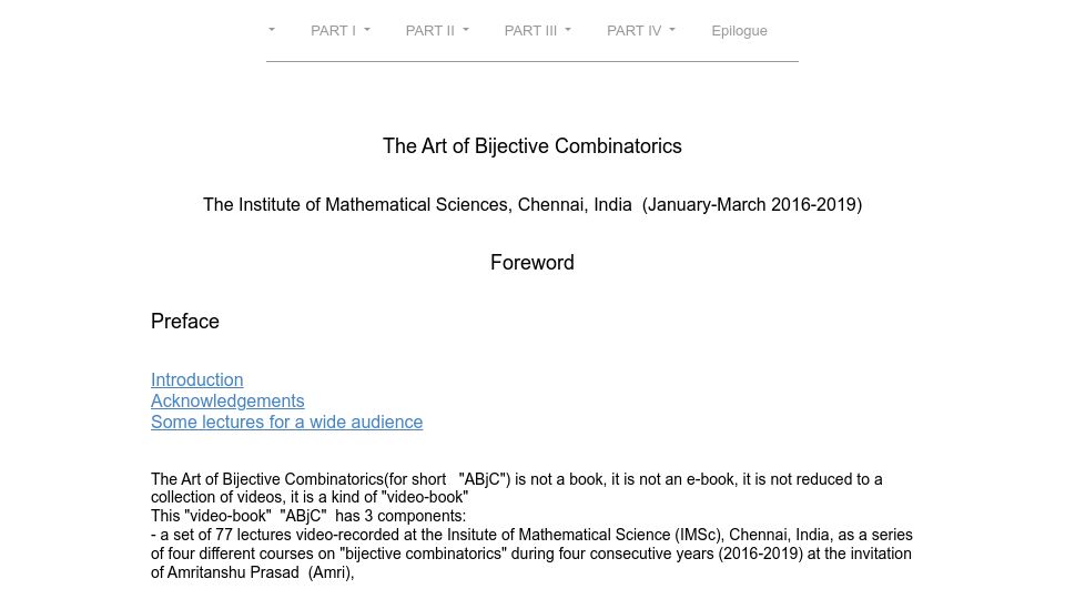 Screenshot of viennot.org: The Art of Bijective Combinatorics