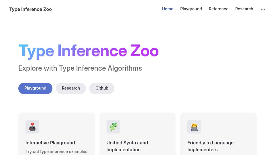 Screenshot of zoo.cuichen.cc: Type Inference Zoo