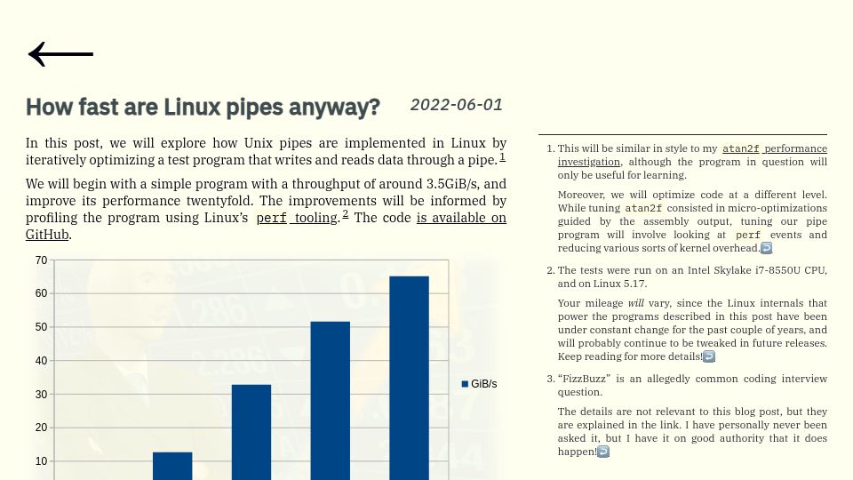 Screenshot of mazzo.li: How fast are Linux pipes anyway?