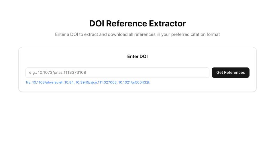 Screenshot of references.mireklzicar.com: Show HN: Turn a paper's DOI into its full reference list (BibTeX/RIS, etc.)