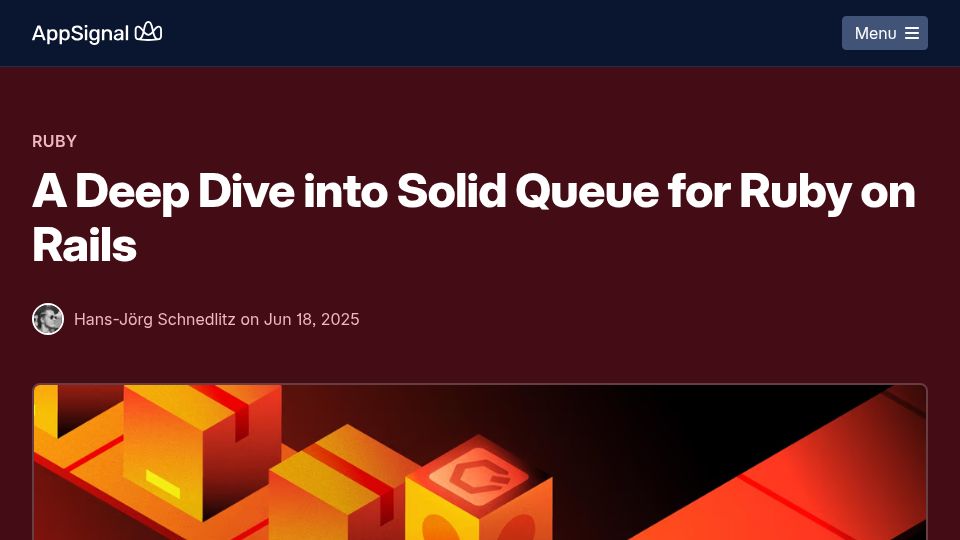 Screenshot of blog.appsignal.com: A Deep Dive into Solid Queue for Ruby on Rails