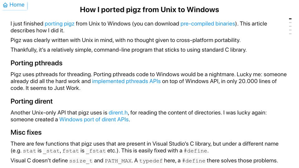 Screenshot of blog.kowalczyk.info: I ported pigz from Unix to Windows