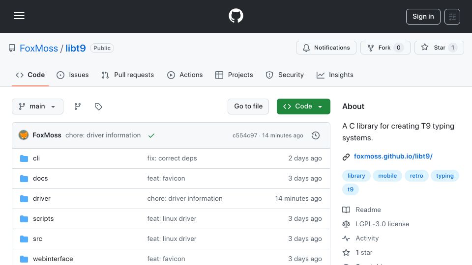 Screenshot of github.com: Resurrecting flip phone typing as a Linux driver