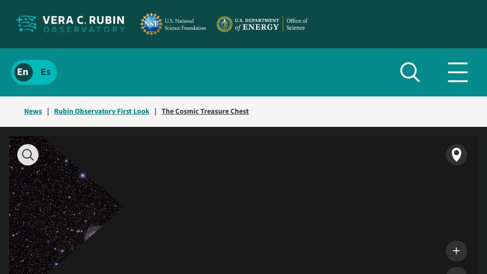 Screenshot of rubinobservatory.org: Vera C. Rubin Observatory first images