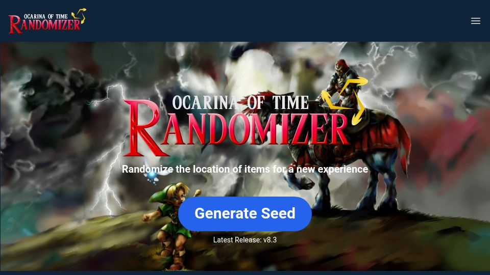 Screenshot of ootrandomizer.com: Ocarina of Time Randomizer