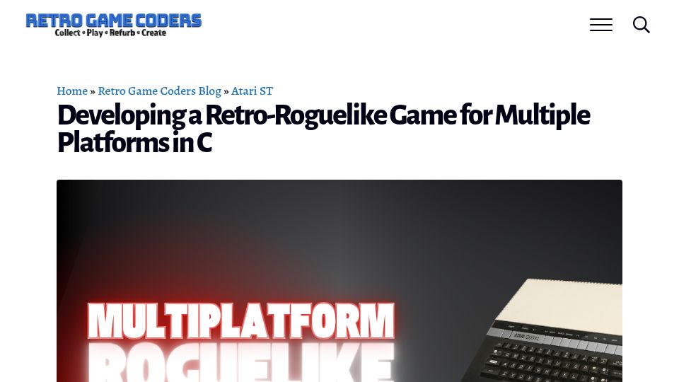 Screenshot of retrogamecoders.com: Developing a Retro-Roguelike Game for Multiple Platforms in C