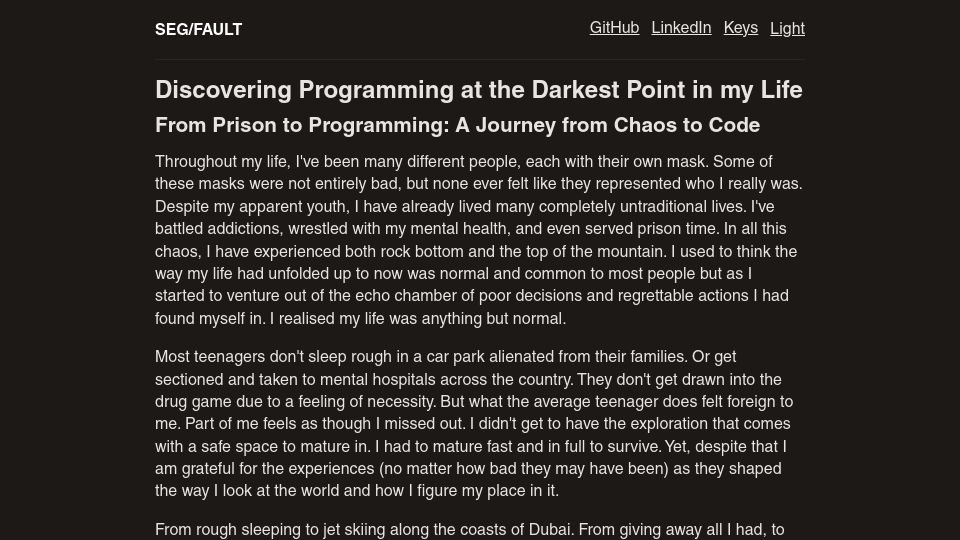 Screenshot of h5law.com: Discovering Programming at the Darkest Point in My Life