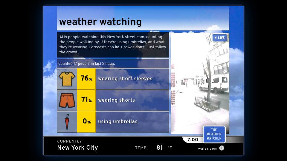 Screenshot of walzr.com: Show HN: Weather Watching