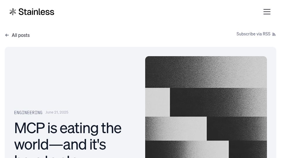 Screenshot of stainless.com: MCP is eating the world