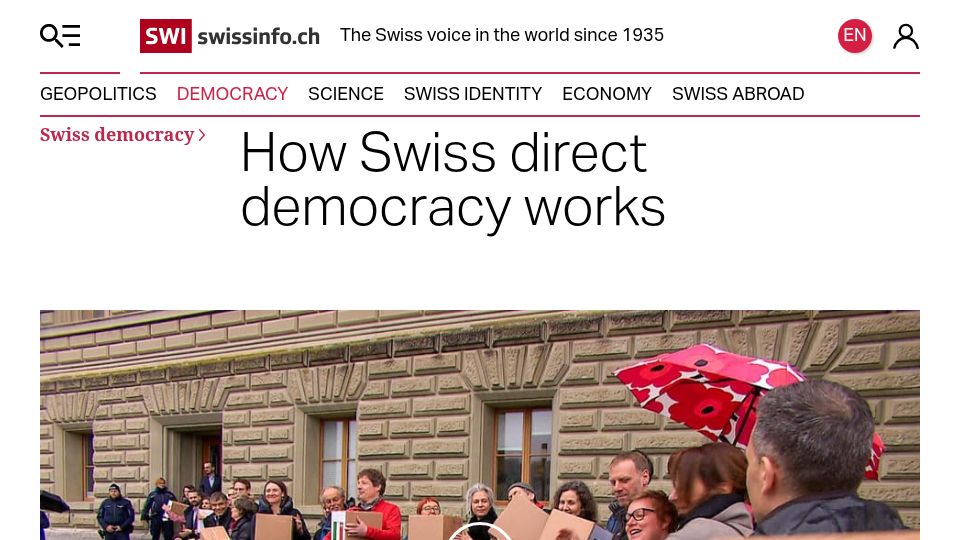 Screenshot of swissinfo.ch: How Swiss direct democracy works