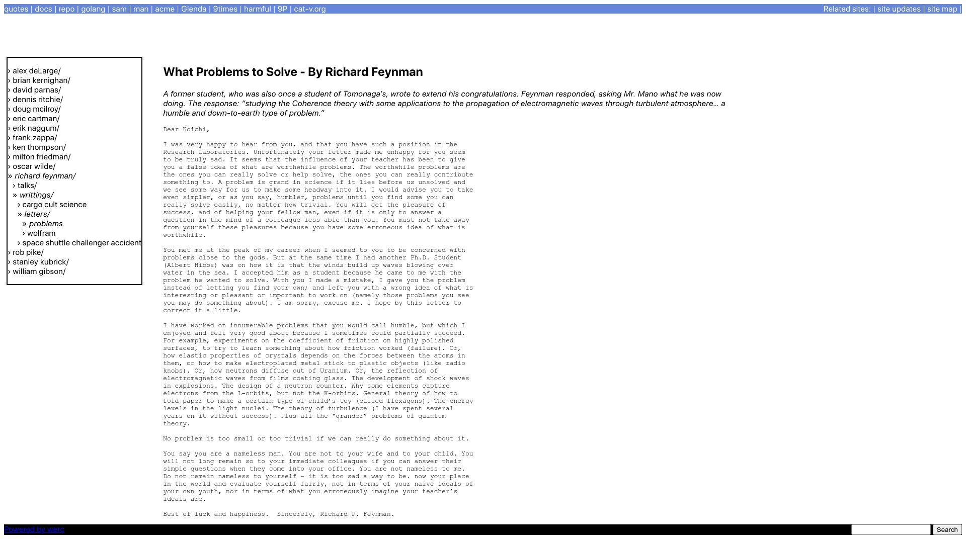 Screenshot of genius.cat-v.org: What Problems to Solve (1966)