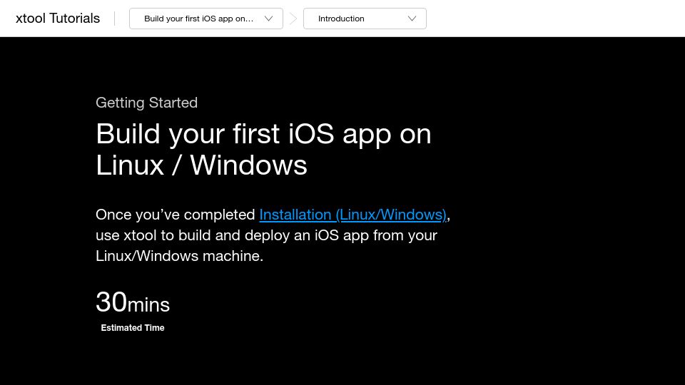 Screenshot of xtool.sh: Build an iOS app on Linux or Windows