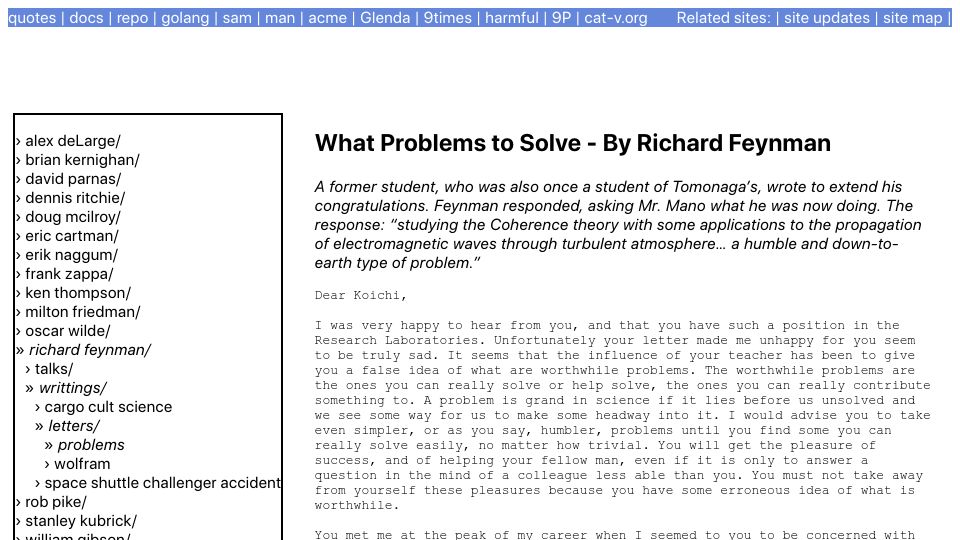 Screenshot of genius.cat-v.org: What Problems to Solve (1966)