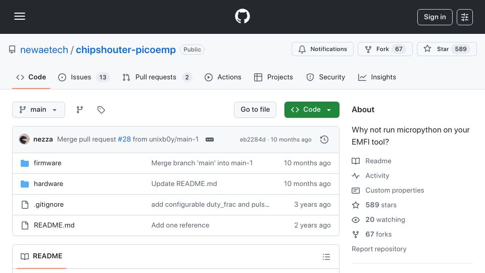 Screenshot of github.com: PicoEMP – A low-cost Electromagnetic Fault Injection (EMFI) tool