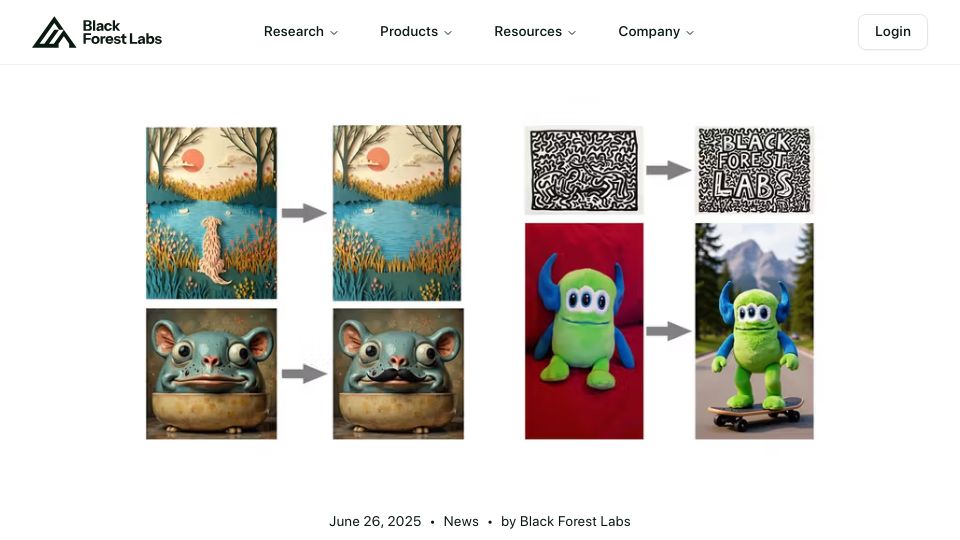 Screenshot of bfl.ai: FLUX.1 Kontext [Dev] – Open Weights for Image Editing