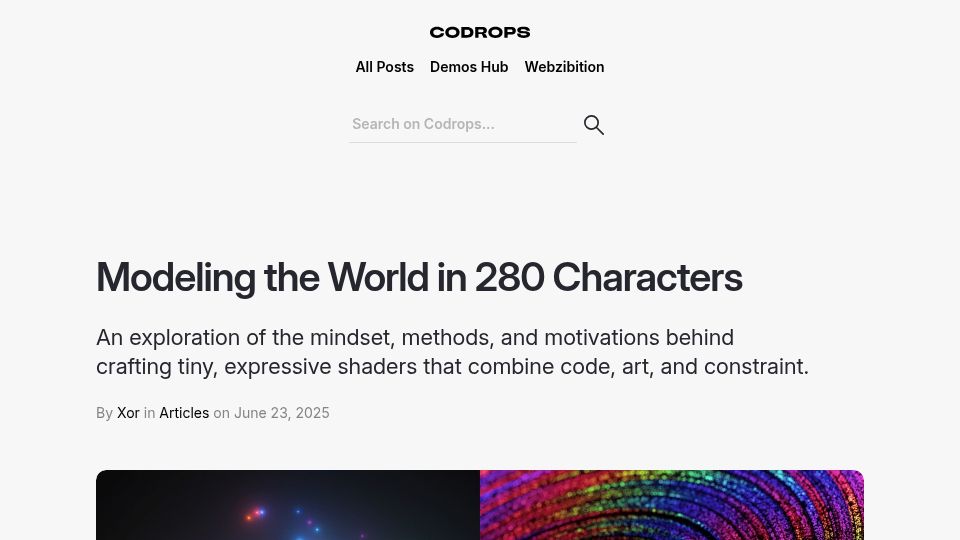 Screenshot of tympanus.net: Modeling the World in 280 Characters