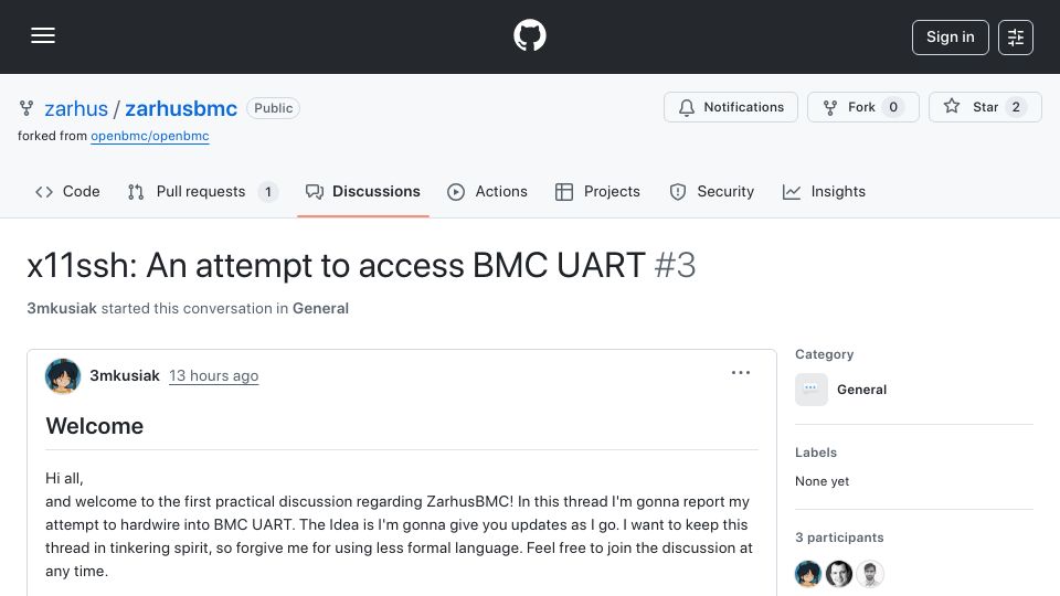 Screenshot of github.com: Access BMC UART on Supermicro X11SSH