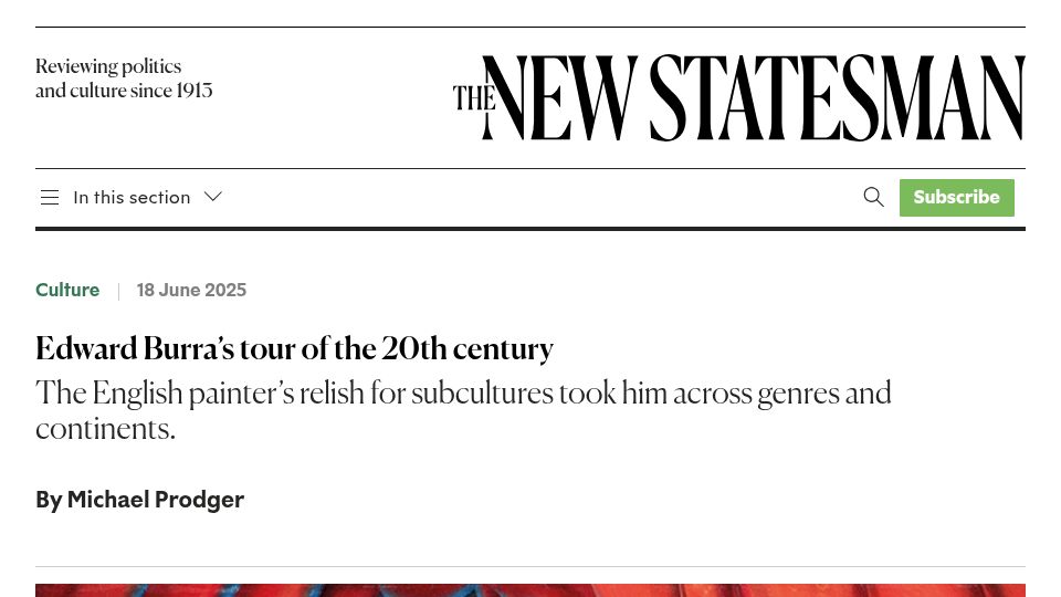 Screenshot of newstatesman.com: Edward Burra's tour of the 20th century