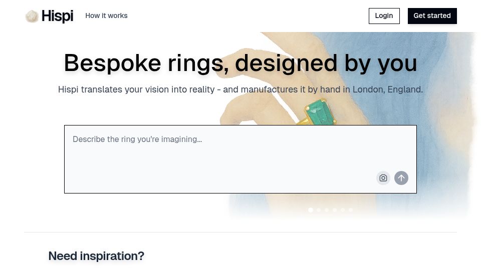 Screenshot of hispi.app: Show HN: I built Hispi, an app to design custom jewellery