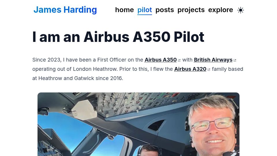Screenshot of jameshard.ing: Show HN: I'm an airline pilot – I built interactive graphs/globes of my flights