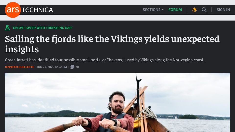 Screenshot of arstechnica.com: Sailing the fjords like the Vikings yields unexpected insights