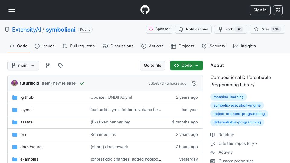 Screenshot of github.com: SymbolicAI: A neuro-symbolic perspective on LLMs