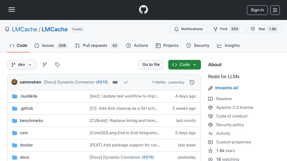 Screenshot of github.com: Lossless LLM 3x Throughput Increase by LMCache