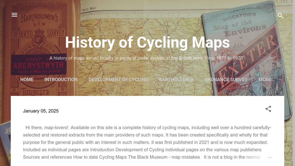 Screenshot of cyclemaps.blogspot.com: History of Cycling Maps