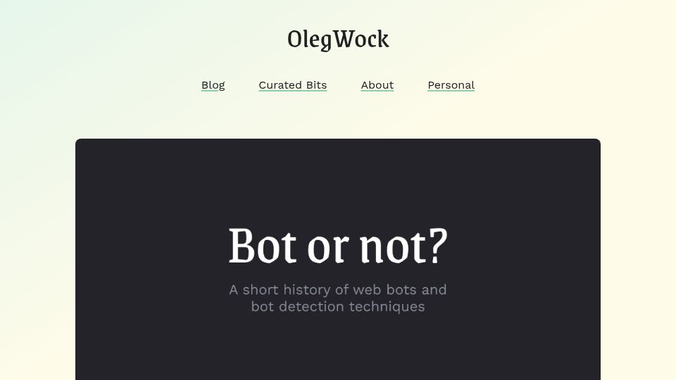 Screenshot of sinja.io: A short history of web bots and bot detection techniques