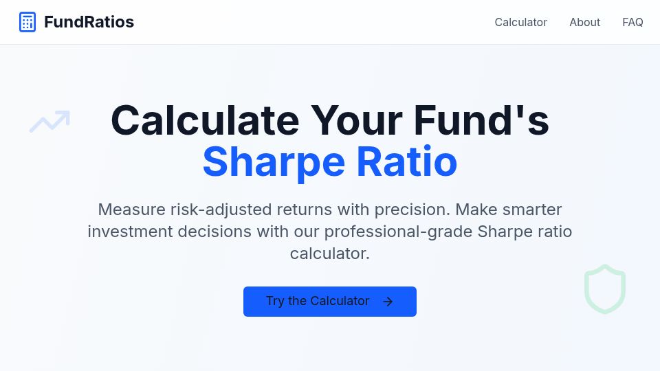Screenshot of fundratios.com: Show HN: Sharpe Ratio Calculation Tool