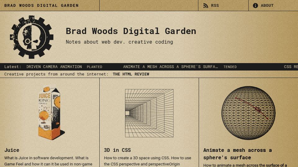 Screenshot of garden.bradwoods.io: Brad Woods Digital Garden