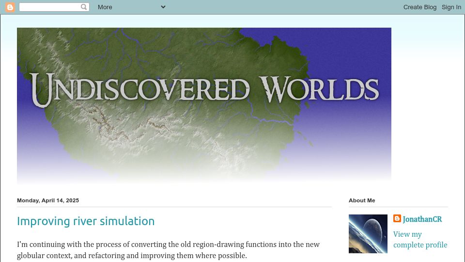 Screenshot of undiscoveredworlds.blogspot.com: Improving River Simulation