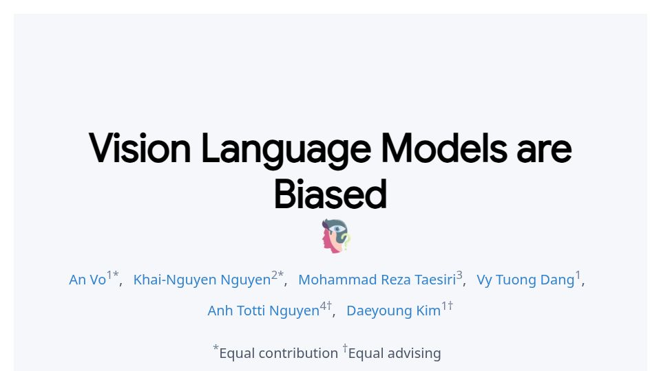 Screenshot of vlmsarebiased.github.io: Vision Language Models Are Biased