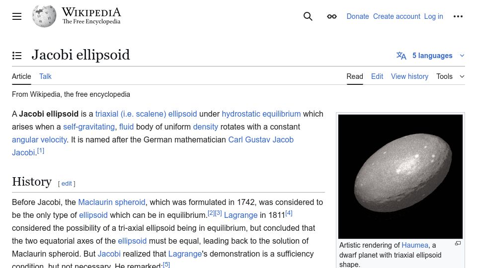 Screenshot of en.wikipedia.org: Jacobi Ellipsoid