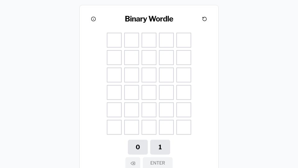 Screenshot of wordle.chengeric.com: Binary Wordle