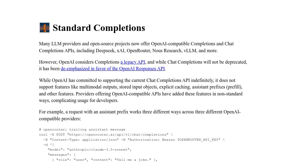 Screenshot of standardcompletions.org: Standard Completions