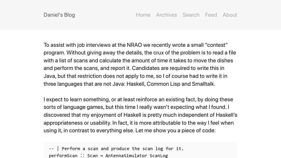 Screenshot of storytotell.org: Smalltalk, Haskell and Lisp