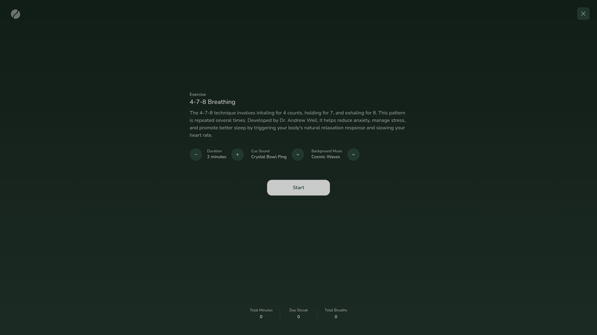 Screenshot of breathbelly.com: 4-7-8 Breathing
