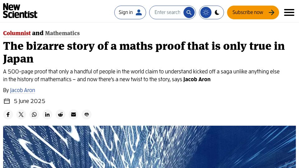 Screenshot of newscientist.com: A maths proof that is only true in Japan