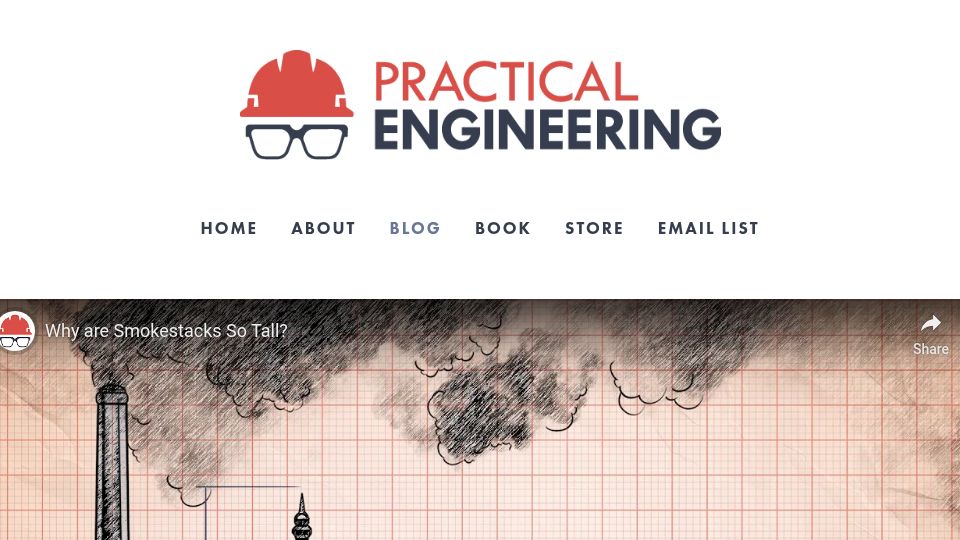 Screenshot of practical.engineering: Why are smokestacks so tall?