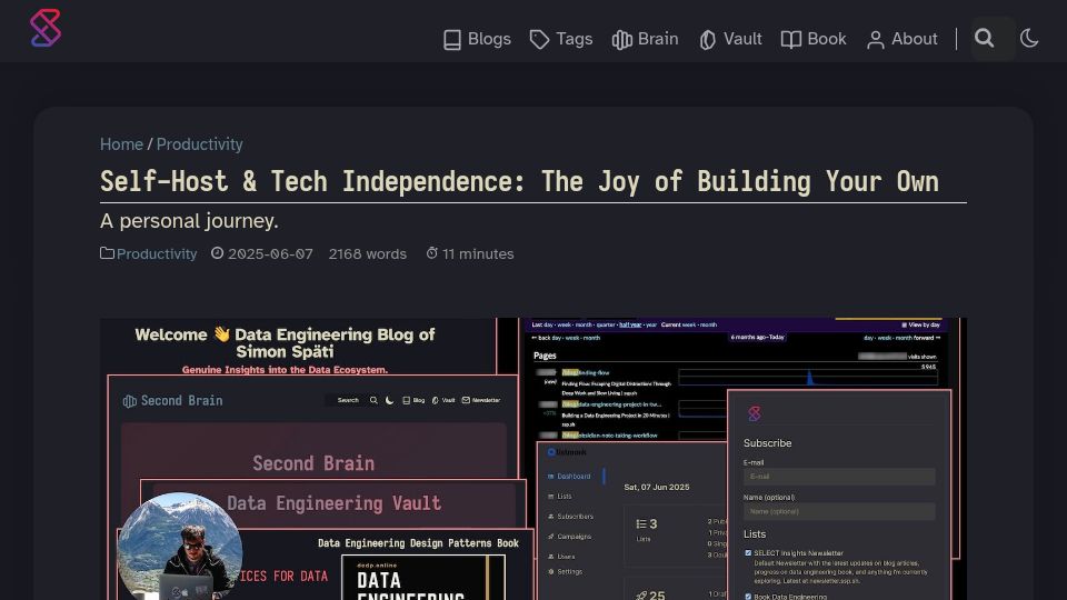 Screenshot of ssp.sh: Self-Host and Tech Independence: The Joy of Building Your Own
