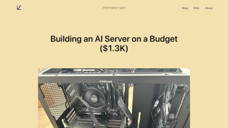 Screenshot of informationga.in: Building an AI server on a budget