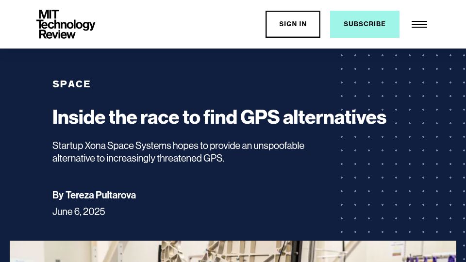 Screenshot of technologyreview.com: The race to find GPS alternatives