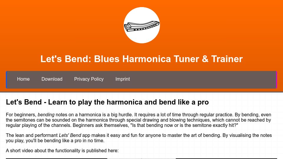 Screenshot of letsbend.de: Show HN: Let’s Bend – Open-Source Harmonica Bending Trainer
