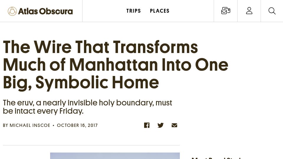 Screenshot of atlasobscura.com: The wire that transforms much of Manhattan into one big, symbolic home (2017)